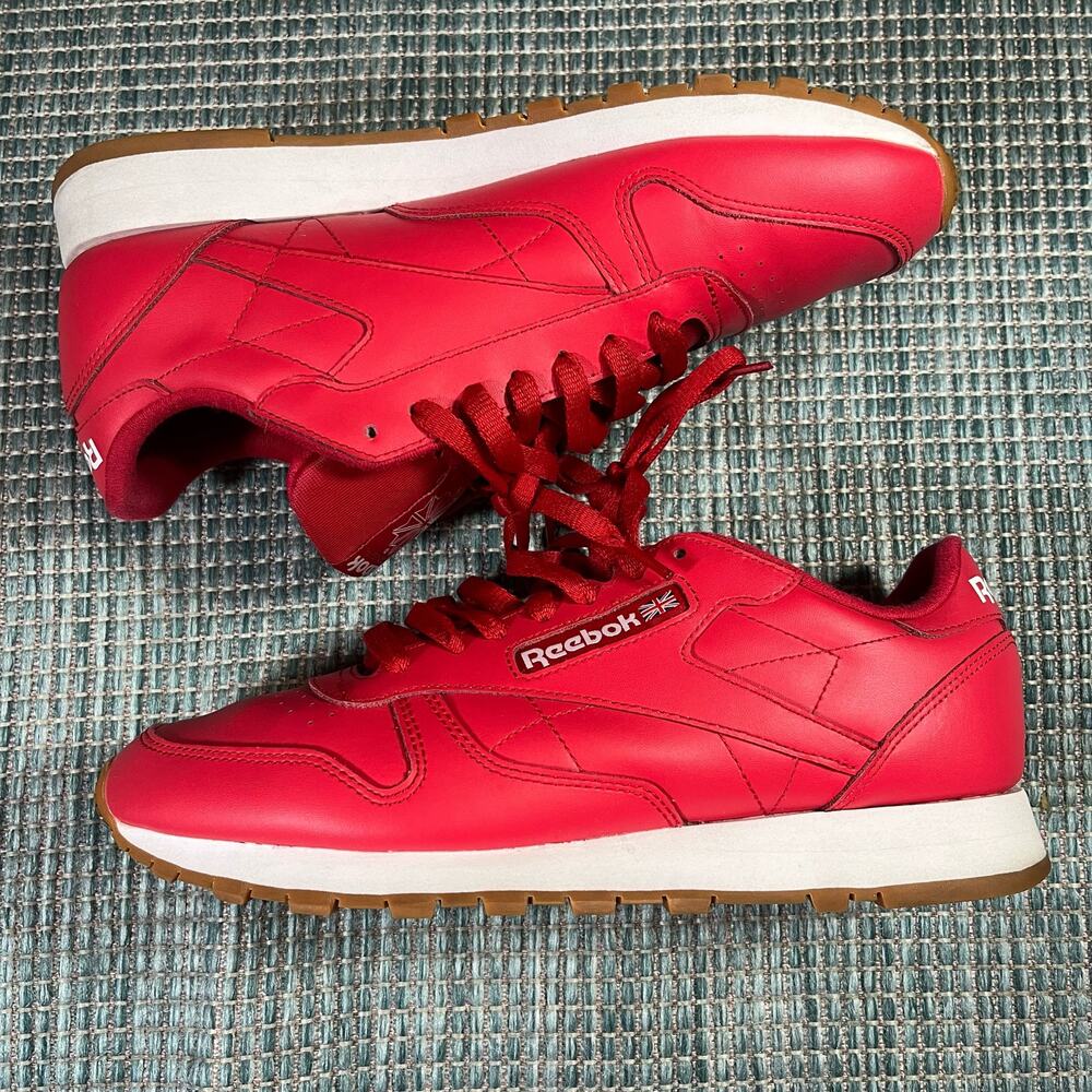 Rebook Classic Leather Red Running Sneaker Shoes Sz 10 Mens‎ Preowned No Box